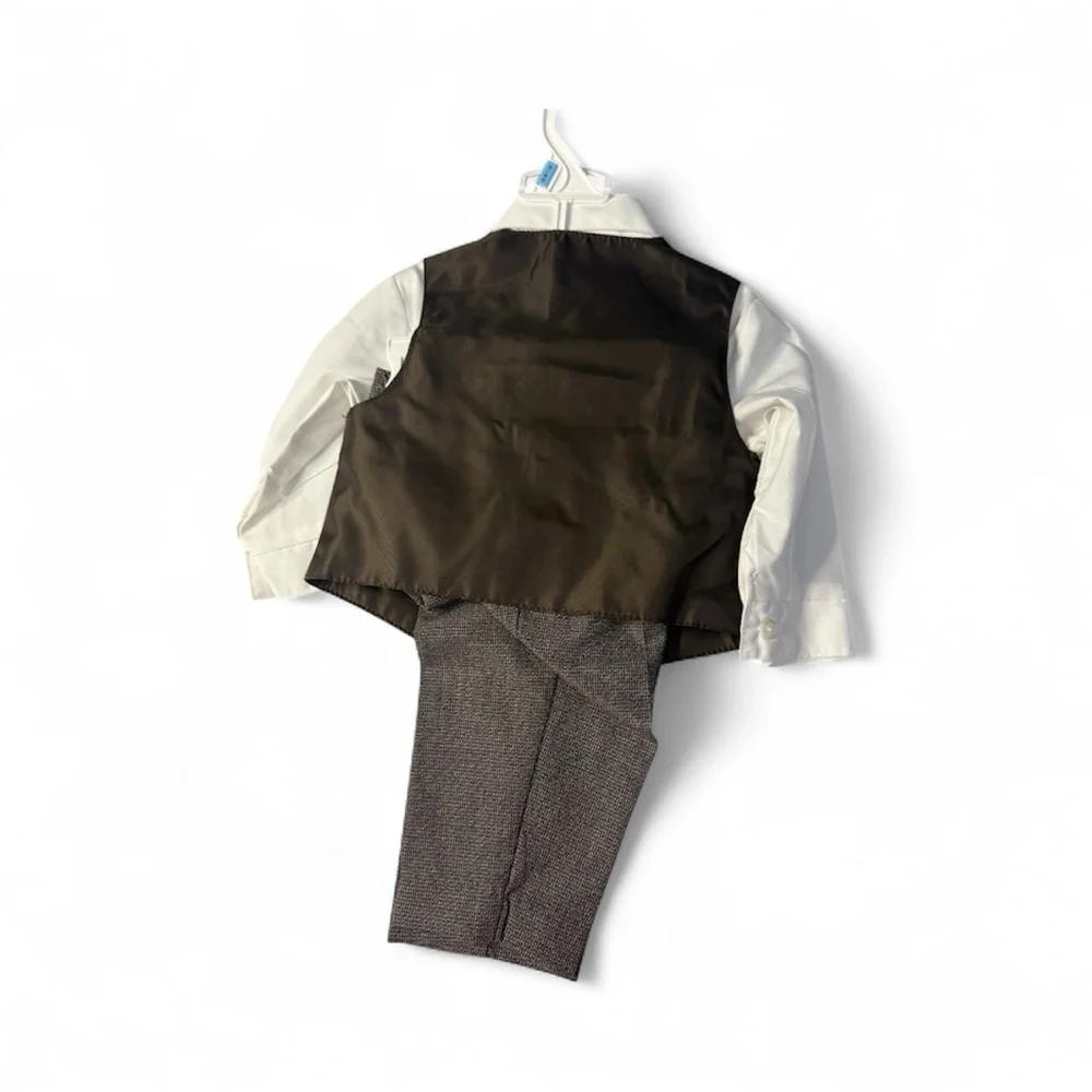 Van Heusen Kids Brown Vest Set with Navy Tie